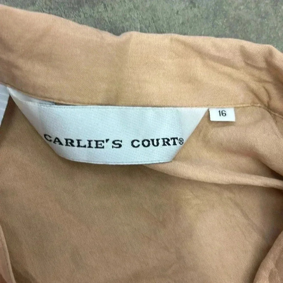 Carlie’s court  silk button up top - Picture 2 of 4